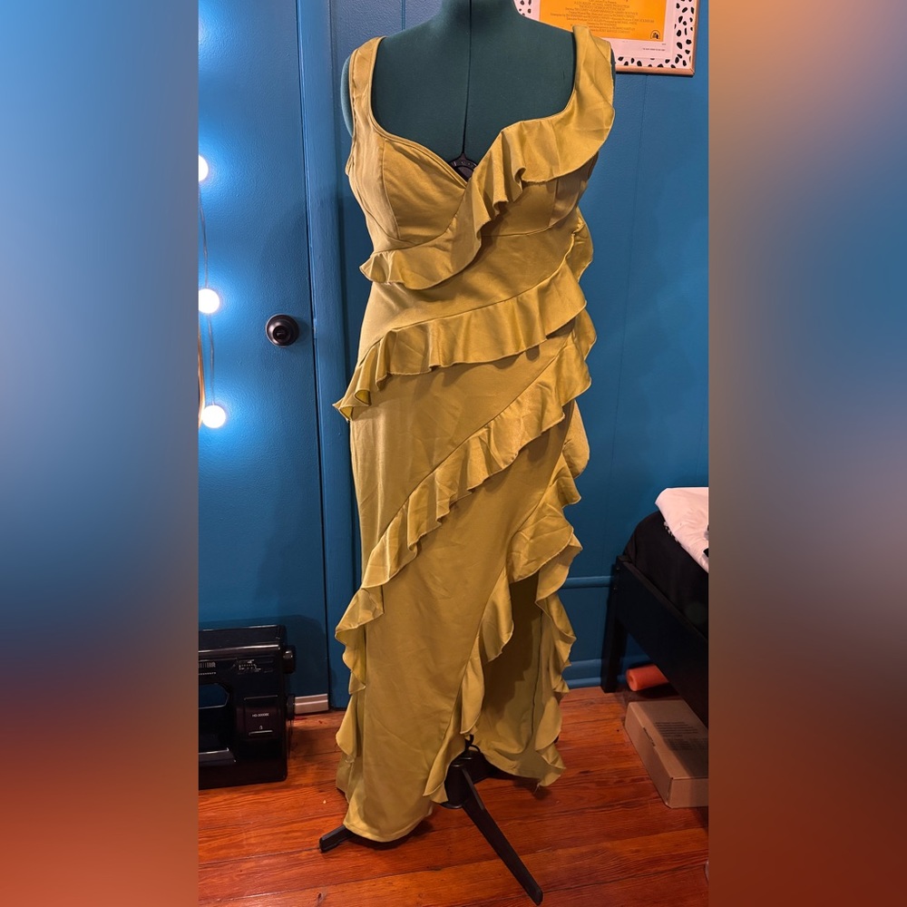Green Ruffle Gown